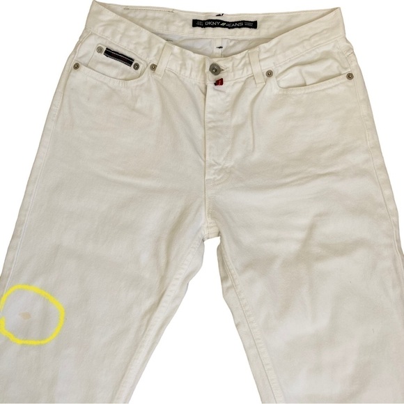 Vintage Y2K DKNY Jeans Straight Leg High Waist White USA Made Size 6 - Picture 10 of 15